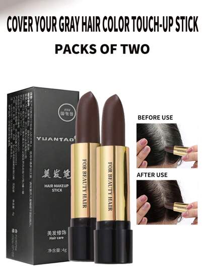 2 Packs Of 8g Dark Brown Disposable Hair Dye Pen, Semi-Permanent Hair Root Colorant, Hair Root Dye Pen, Hair Dye Stick To Cover Gray Hair Roots, Cover Your Gray Hair Hair Dye Stick