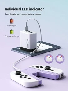 3-Piece Set: 1 Pc Switch Game Controller Charging Grip And 2 Pcs JoyCon Joystick Cap Button Covers, Compatible With Switch OLED, Battery Version And Dockless Switch NS Game Console Controller Charging Handle, JoyCon Cover, Charging Dock Stand