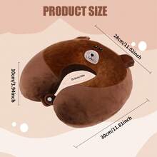 Travel Pillow Cartoon Animal Neck Support Pillow 30 * 30cm Memory Foam Neck Pillow U-Shaped Elasticity Kids Travel Pillow Portable U Shaped Cushion for Car Airplane Train Office Home - Brown - View 2