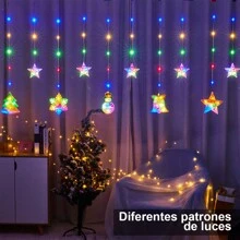 1件聖誕主題led燈系列,包括聖誕老人、聖尼古拉等5種不同形狀的聖誕主題,如聖誕靴、雪花、聖誕星、平安夜聖誕月亮的燈條,長3米,帶8個不同的控制功能,用於聖誕裝飾,聖誕燈串,插電連接