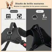 Arnés para Perros con Cinturón de Seguridad para Perros, Arnés Reflectante para Mascotas, Ajustable Chaleco para Perros Arnés de Entrenamiento para Perro, Correa de Pecho para Perro Apto para Perros y Gatos Grande Mediano Pequeño - Azul - Ver 5