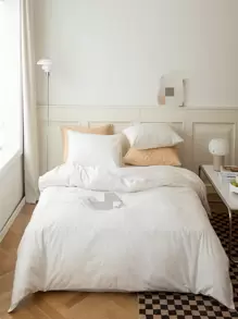 1pc Polyester Solid Wine Red Soft Flannel Fleece Feel Ultra-fine Fiber Material Quick-drying Machine-washable Minimalist Bedding Cover - White - View 1