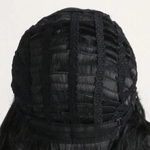 女士 14 英寸自然黑色短卷发合成假发，侧分设计，适合日常佩戴 - 黑色 - 查看 9