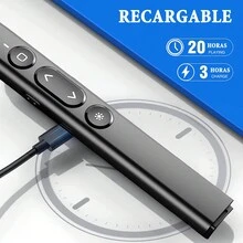 Presentador Láser Inalámbrico, Recargable de Presentación PowerPoint, Presentador Inalámbrico con USB, para Presentación PPT, Hipervínculo, Música, Control de Películas - Blanco - Ver 4