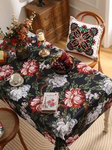 1 Miếng Ánh sáng sang trọng Hoa mẫu đơn Mẫu Khăn trải bàn Đối với Phòng khách Hoặc Ăn uống Bàn - màu đen - Xem 8