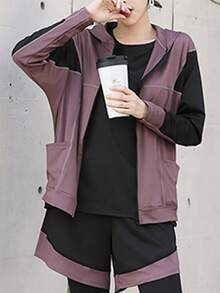 Long Sleeve Sportswear Outdoor Running Hooded Jacket - Purple - View 4