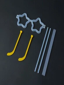 6入組手工製作發光星星和五角星眼鏡,隨機顏色,適用於各式派對,如聚會、節日、發光派對和聖誕節氛圍派對 - 彩色 - 查看 7