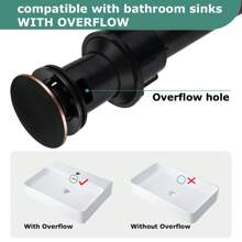 PARLOS Push & Seal Pop Up Drain Assembly Stopper For Bathroom Sink With Overflow Oil Rubbed Bronze, 20716 - Oil Rubbed Bronze - View 3