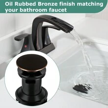 PARLOS Push & Seal Pop Up Drain Assembly Stopper For Bathroom Sink With Overflow Oil Rubbed Bronze, 20716 - Oil Rubbed Bronze - View 4