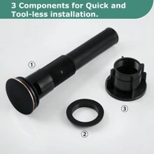 PARLOS Push & Seal Pop Up Drain Assembly Stopper For Bathroom Sink With Overflow Oil Rubbed Bronze, 20716 - Oil Rubbed Bronze - View 5