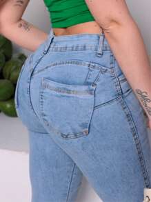 Calça Jeans Feminina Push Up Cintura Alta Lycra Lady X