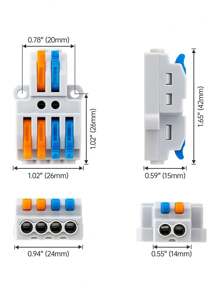 5pcs Lever Wire Connector, DIY Mini Splicing Compact Wire Connectors,2in 4 out Quick Terminal Block, Splicing Connectors for Circuit 0.08-4mm2 AWG 28-12 (Orange Blue Gray) - Multicolor - View 2