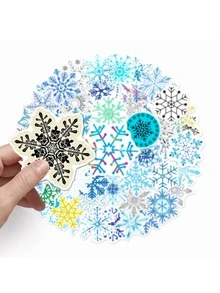 Sọc Giáng sinh Có màu sắc Bông tuyết Hình dán , Mát mẻ Không thấm nước Giấy dán Đối với Trang trí DIY Của Phòng , Điện thoại di động , Máy tính , Tường , Ván trượt , Cốc nước , Cửa sổ , Bền chặt Qủa tặng Đối với Thanh thiếu niên Và Người lớn - Màu xanh lam - Xem 7