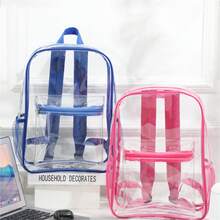 1 Mochila Transparente Resistente, Bolsa De Gelatina De Moda, Impermeable, Perfecta Para La Escuela,  Y Eventos Deportivos. - Rosa - Ver 2