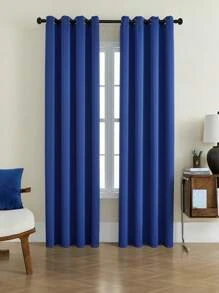 1入固色帶環遮光窗簾,適用於臥室和客廳。安裝和滑動簡單,雙面固色,質感柔軟。適用於兒童房間和托兒所。可減少冬夏兩季的房間熱量損失和冷風 - 海軍藍 - 查看 1