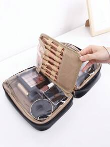 Women's Portable Makeup Bag High-Capacity Waterproof Travel Toiletry Bag With New Fashionable Design And Hand Strap - Black - View 4