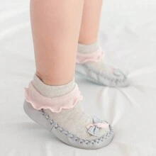 1 Par De Calcetines Para Zapatos Infantiles, Calcetines Antideslizantes Para Bebé, Calcetines De Fondo Suave Para Aprender A Caminar, Calcetines Finos Para Primavera Y Otoño De 0 A 2 Años, Color Aleatorio