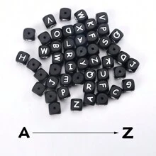 12mm矽膠字母珠,diy頸鏈手鍊手工藝套件串珠,立方體字母珠方形a至z - 彩色 - 查看 9