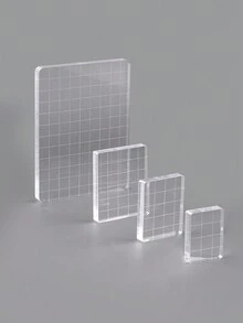 4入組矩形亞克力印章手柄 - 無色 - 查看 3