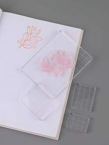 4入組矩形亞克力印章手柄 - 無色 - 查看 4