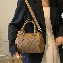 迷你鱷魚紋波士頓包,豪華女士單肩包經典手提包 - 棕色 - 查看 2