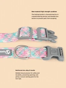 1pc Adjustable Reflective Dog Collar For Outdoor Training, Walking Or Traction, Suitable For Medium To Large Dogs, Collar Only - Pink - View 7