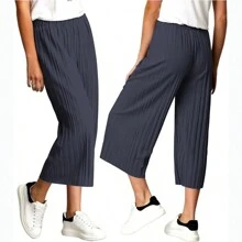 Pantalón Capri Plisado Ragazza Pesquero Stretch Ultra Cómodo - Gris - Ver 3