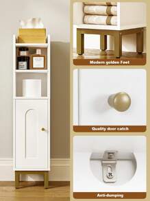 HaluPeit Bathroom Cabinet, Toilet Cabinet, Bathroom Cabinet, 20 * 20 * 83 Cm, Narrow Bathroom Shelf, Adjustable Shelves, Space-Saving, For Small Spaces, Easy Assembly - 白色 - 查看 4