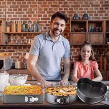 心形方形圓形彈簧模蛋糕盤，碳鋼可拆式底部蛋糕模具，不粘底烤盤，烤箱配件，烘焙工具，廚房小器具，廚房用品