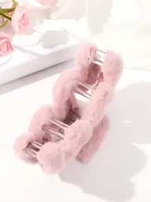 1 pieza Accesorio de pinza de pelo de unicolor de peluche para otoño/invierno, accesorios lindos, rosa, Día de San Valentín, pinzas para el cabello, clip para el cabello