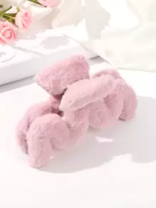 1 pieza Accesorio de pinza de pelo de unicolor de peluche para otoño/invierno, accesorios lindos, rosa, Día de San Valentín, pinzas para el cabello, clip para el cabello