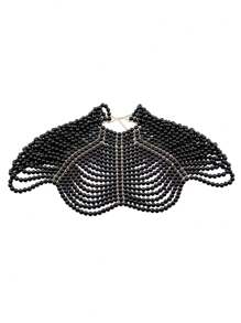 1pc European And American Style Exaggerated Multi-layer Handmade Pearl Necklace, Wedding Fashion Accessory - Multicolor - View 5