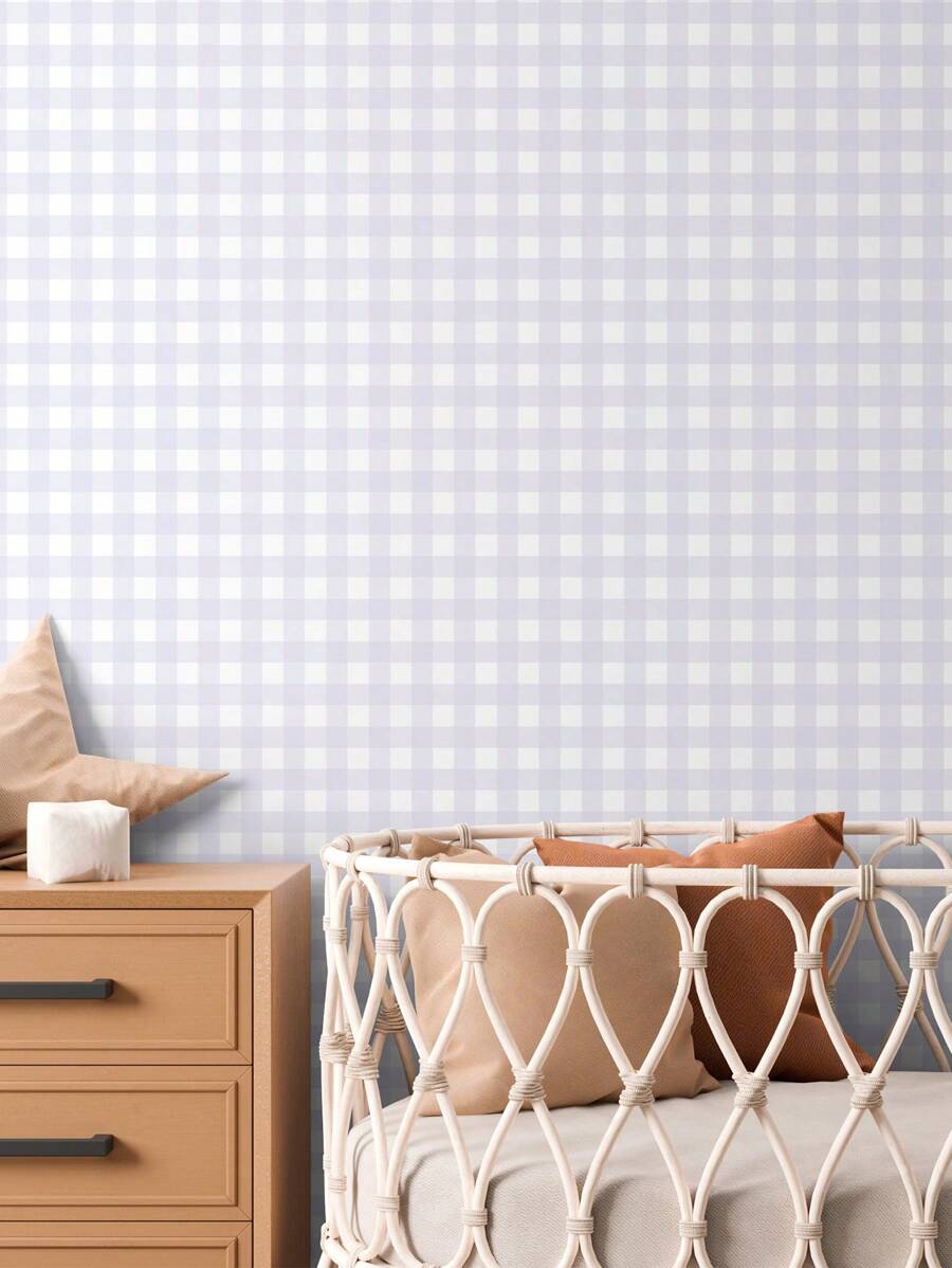 Papel de Parede Infantil Xadrez - Roxo - Visão 1