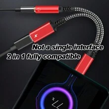 Usb C轉3.5mm耳機和充電適配器,2合1usb C轉aux音頻插孔,帶pd快速充電傳輸線,與三星galaxy S23 Ultra / S23 Plus / S22 Ultra / S22 + / Note 10 + / Note 20 / S20 / S21兼容(grey) - 紅色 - 查看 5