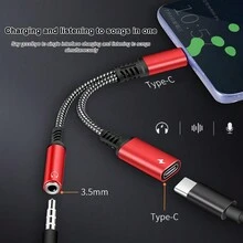 Usb C轉3.5mm耳機和充電適配器,2合1usb C轉aux音頻插孔,帶pd快速充電傳輸線,與三星galaxy S23 Ultra / S23 Plus / S22 Ultra / S22 + / Note 10 + / Note 20 / S20 / S21兼容(grey) - 紅色 - 查看 4
