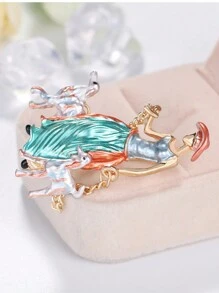 Fashionable Modern Girl Shaped Brooch, Versatile Oil Drop Decor Zinc Alloy Clothing Accessory - Blue - View 2