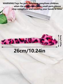 1pc Plush Rat Toy With Long Tail For Cats, Leopard Print With Bell & Sound Maker, Interactive Cat Toy, Pet Supplies (for Pets Only) - Hot Pink - View 5