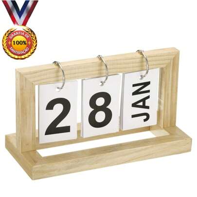 Calendário retrô de madeira atemporal, folha de madeira, página do calendário, exibição da data do mês, decoração de escritório