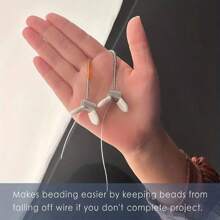 2入組/套不鏽鋼珠子固定器和白色手柄穿珠針,適用於手工diy愛好者製作珠寶 - 銀色 - 查看 6