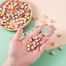 50 顆手工聚合物黏土珠、蘋果片珠、水果間隔珠蘋果黑石珠適用於 Diy 手鍊項鍊耳環珠寶製作工藝品孔 1.5 毫米 - 彩色 - 查看 4