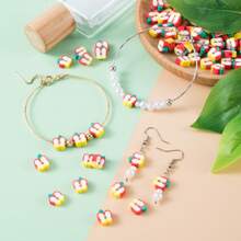 50 顆手工聚合物黏土珠、蘋果片珠、水果間隔珠蘋果黑石珠適用於 Diy 手鍊項鍊耳環珠寶製作工藝品孔 1.5 毫米 - 彩色 - 查看 1