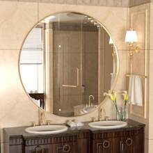 18/30/36/ Inch Bathroom Mirror Make Up Mirror For Wall, Stainless Steel Frame Circle Mirror Wall Mounted Decorative Mirror For Bedroom Living Room Entryway Black/Silver - 金色 - 查看 9