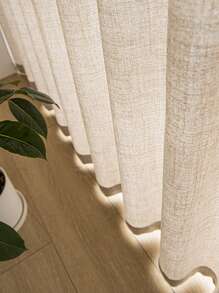 1pc Solid Color Curtain, Japanese Style Retro Feel Curtain, Suitable For Living Room Bedroom Window/Door Decoration - Coffee Brown - View 5