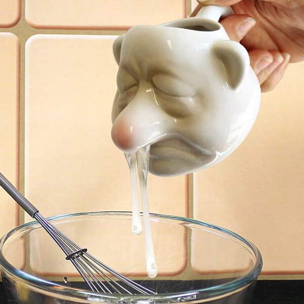 1pc Ceramic Novelty Kitchen Tool - Snot Dwarf Egg White Separator With Big Nose Shape
