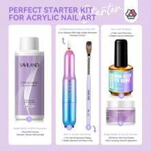 Saviland All-In-One Acrylic Nail Set Clear Acrylic Nail Powder Sets & Acrylic Liquid For Nails With Electric Nail Drill Powder Blue Crystal Desktop Accessory Set With Modified Color - Multicolor - View 3
