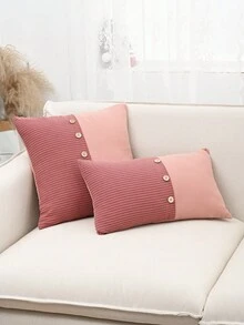 1 件裝紐扣拼布枕頭套或腰枕套,適合臥室、客廳 - 彩色 - 查看 7