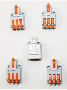 5 pcs Lever Wire Connector, DIY Mini Splicing Compact Wire Connectors,1 in 3 out Quick Terminal Block, Splicing Connectors for Circuit 0.08-4mm2 AWG 28-12 (Orange Gray ) - Orange - View 1