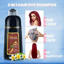 Meidu Champú de tinte de cabello rojo vino de 16.9 oz/500ml unisex, cubre las canas, tinte de cabello instantáneo, tinte de cabello de larga duración 3 en 1, tinte de cabello semi-permanente, champú de cabello rojo vino - Burdeos - Ver 8