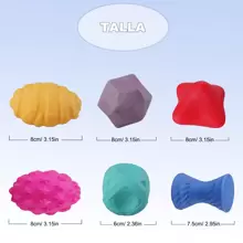 WELDMON Set de Pelotas Sensoriales Texturizadas, 6 Pelota Blanda de Silicona, Bolas de Masaje Suaves para Apretar - Color Oscuro - Ver 2