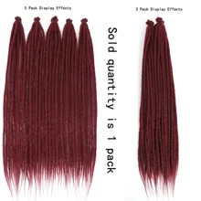 DZfirst 1 /4 Packs(10/40Strands) Thin 0.6cm Dreadlock Handmade Hip-Hop Style Dreadlocks Extensions Burgundy 18-36Inch Synthetic Heat Resistant Wigs Pre Stretched Hair Extensions Braiding Hair - Burgundy - View 6